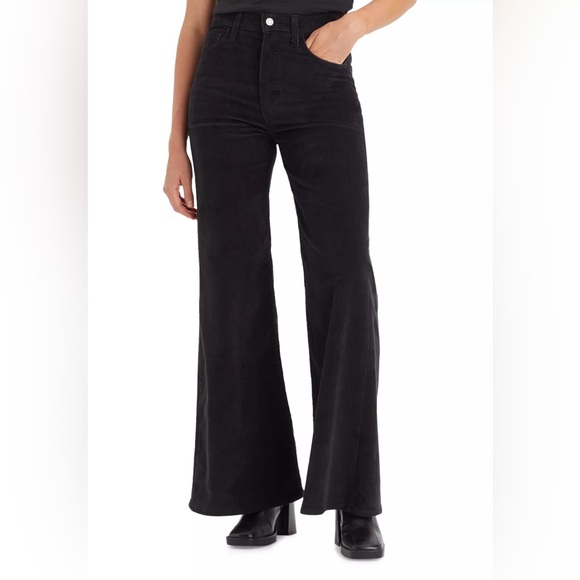 Levi's Ribcage Bell Jean Women 29x32 Black Corduroy High Rise Premium Wide Leg - Picture 3 of 11